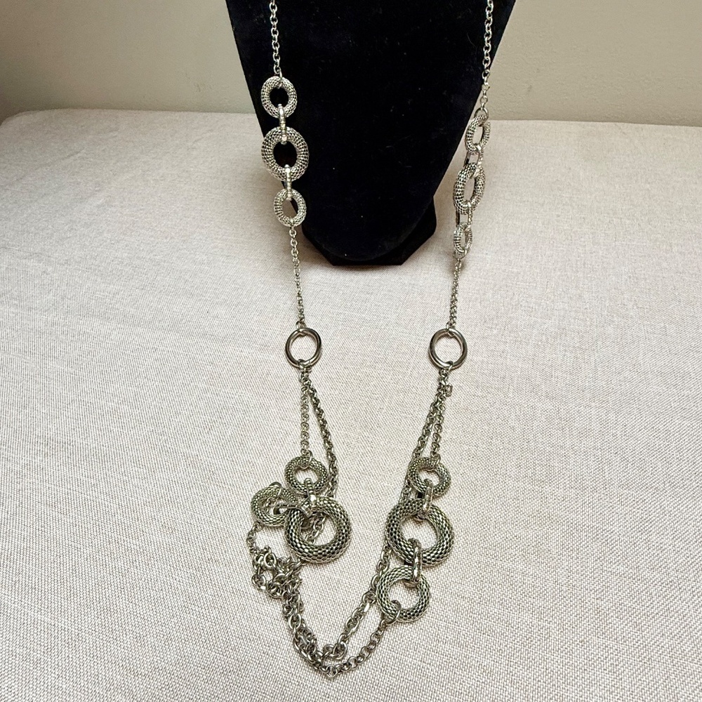 Premier Designs Silver Tone Long Statement Chain Necklace “Runway” - Picture 5 of 9